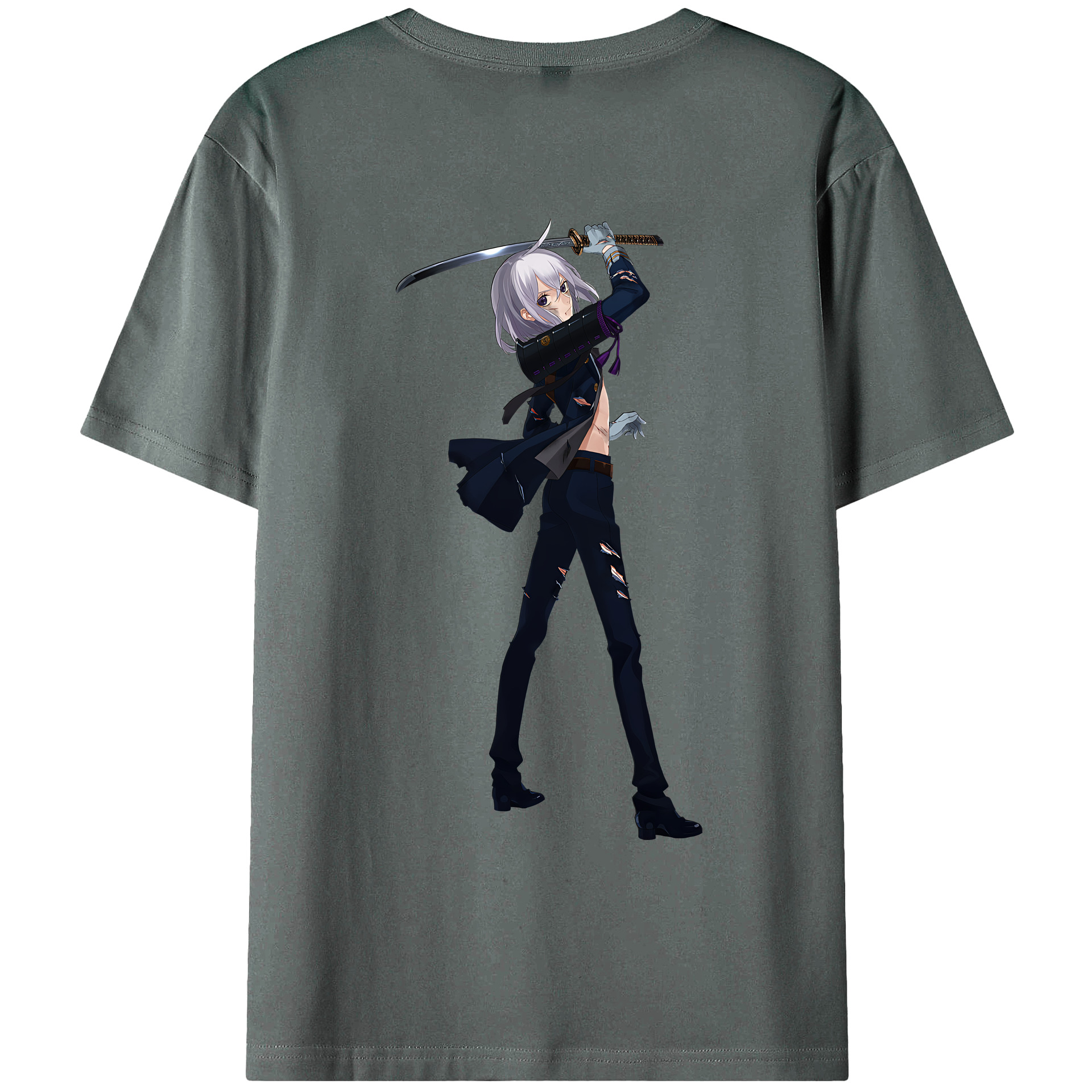 （画像用） 刀剣乱舞 Touken Ranbu 綿100％ メンズ半袖Tシャツ（バックプリント） 通気性